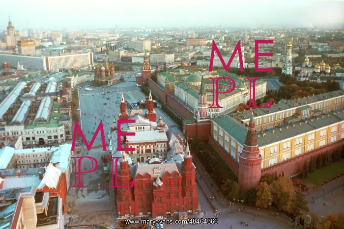 : Aerial view of Red Square in Moscow, 1988 : Aerial view of Red Square in Moscow, 1988