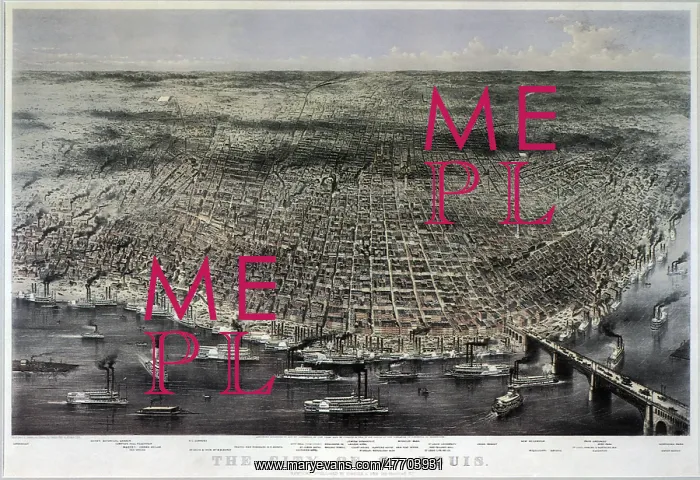 : Aerial View of Saint Louis - 1874 : Aerial View of Saint Louis - 1874