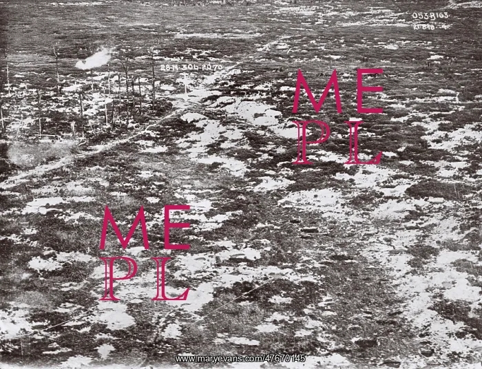 : Aerial view, shelling near Bailleul, Northern France, WW1 : Aerial view, shelling near Bailleul, Northern France, WW1