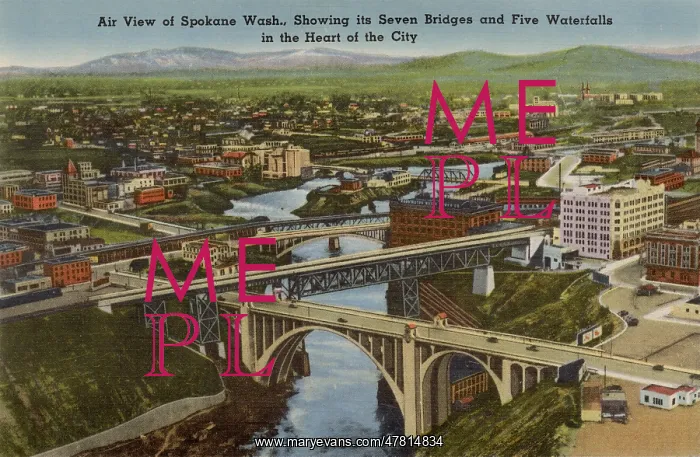 : Aerial view of Spokane, Washington State, USA : Aerial view of Spokane, Washington State, USA