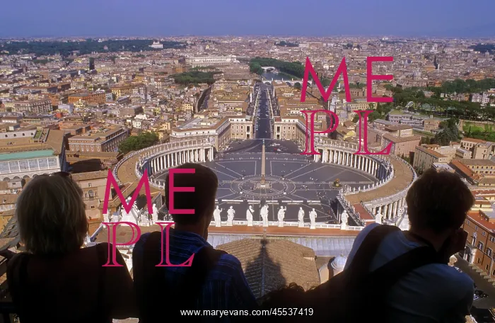 : Aerial view, St Peter's Square, Vatican City, Rome, Italy : Aerial view, St Peter's Square, Vatican City, Rome, Italy