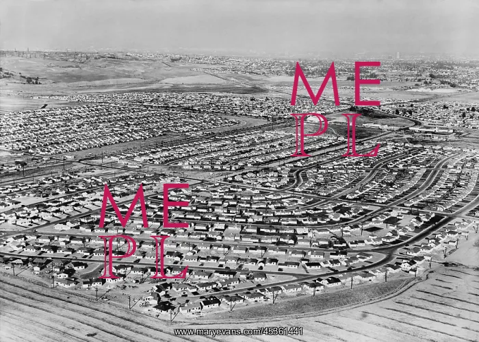 : Aerial view of suburban housing developments sprawling : Aerial view of suburban housing developments sprawling