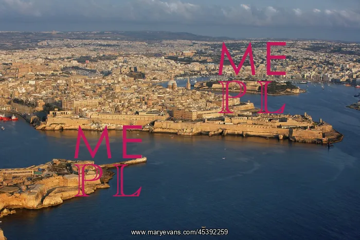 : Malta. Aerial view of Valletta, Malta, featuring the harbours : Malta. Aerial view of Valletta, Malta, featuring the harbours