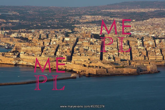: Malta. Aerial view of Valletta, Malta, featuring the harbours : Malta. Aerial view of Valletta, Malta, featuring the harbours