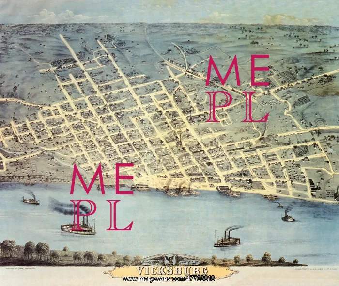 : Aerial view of Vicksburg - 1871 : Aerial view of Vicksburg - 1871