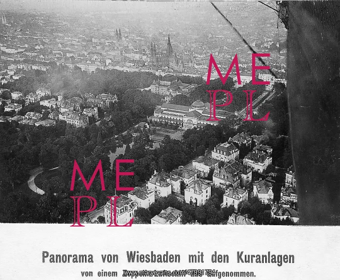 : Aerial view of Wiesbaden from a Zeppelin : Aerial view of Wiesbaden from a Zeppelin