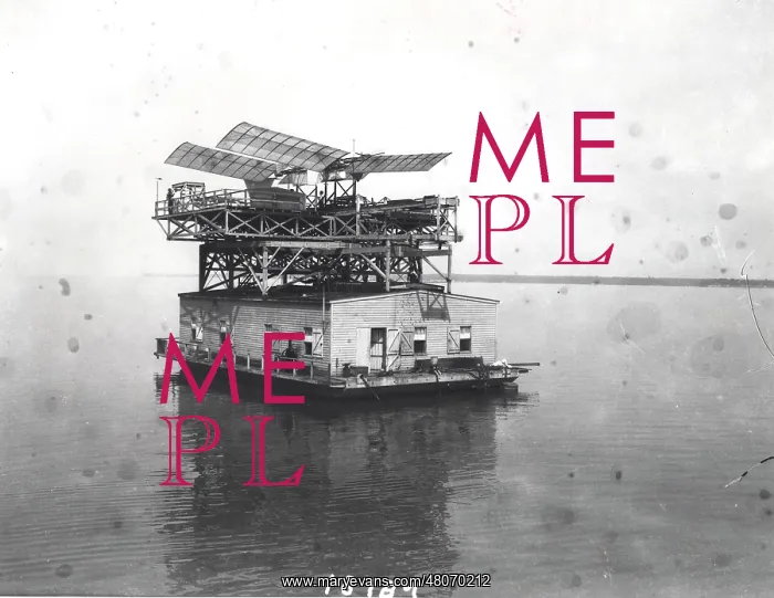 : The Aerodrome ready for flight rests on the catapult : The Aerodrome ready for flight rests on the catapult