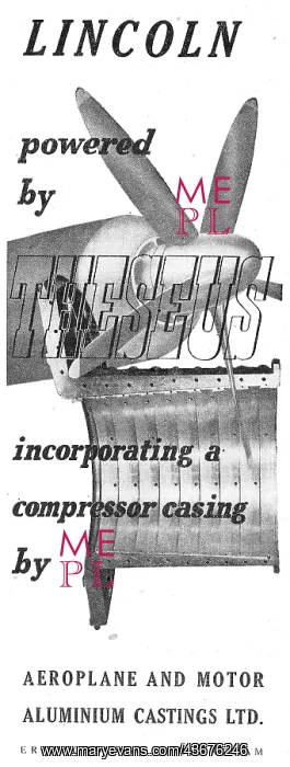 : Aeroplane & Motor Aluminium Castings. Erdington. 1948 : Aeroplane & Motor Aluminium Castings. Erdington. 1948