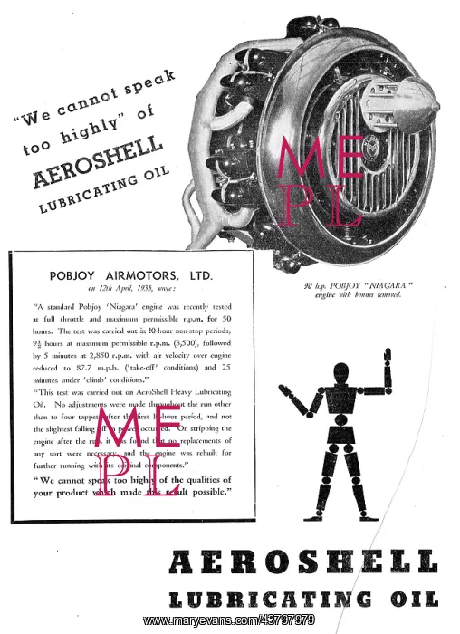 : Aeroshell Lubricating Oil For Aero Engines: Pobjoy : Aeroshell Lubricating Oil For Aero Engines: Pobjoy