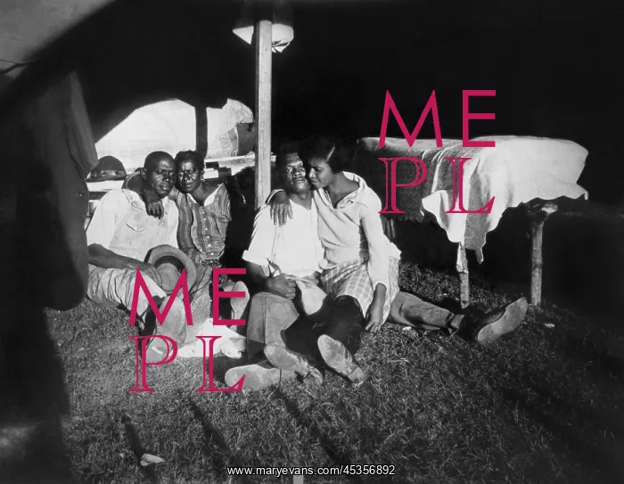  : Two African American couples in tent, during the