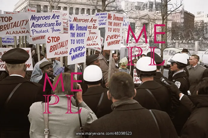 : African American demonstrators outside the : African American demonstrators outside the