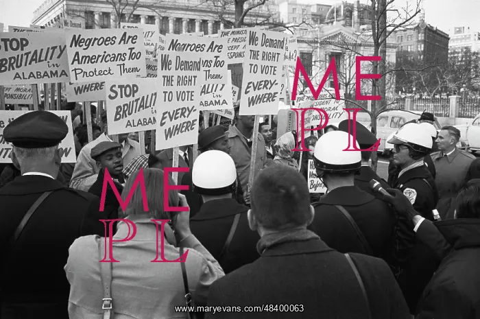 : African American demonstrators outside the : African American demonstrators outside the