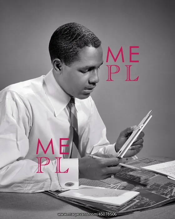 : African-American Man Working with Slide Rule Making Notes : African-American Man Working with Slide Rule Making Notes