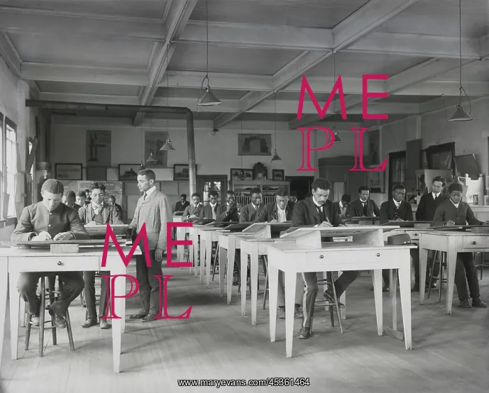 : African American men in Mechanical drawing class : African American men in Mechanical drawing class