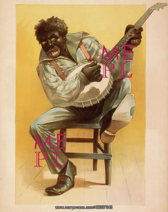 : African American, seated, playing banjo, circa 1892 : African American, seated, playing banjo, circa 1892