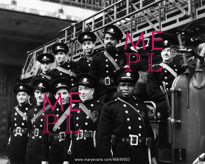 : AFS squad photograph on a turntable ladder : AFS squad photograph on a turntable ladder