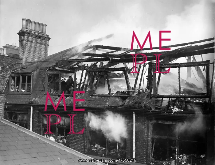 : Aftermath of fire, Salisbury Square, London : Aftermath of fire, Salisbury Square, London