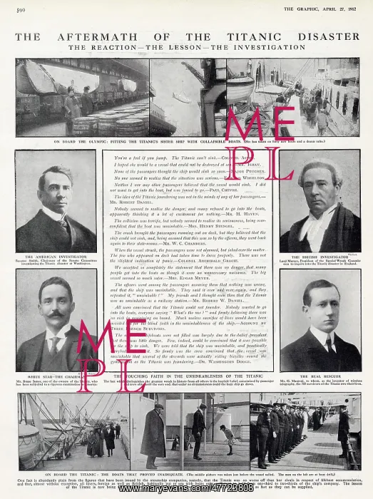 : The aftermath of the Titanic disaster : The aftermath of the Titanic disaster