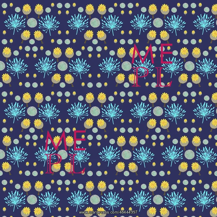  : Agapanthus, poppy seed heads and alliums repeating pattern