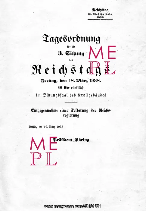 : Agenda of the Reichstag : Agenda of the Reichstag