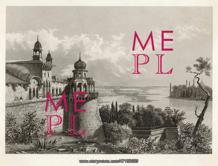: Agra Palace overlooking Yamuna River, India : Agra Palace overlooking Yamuna River, India