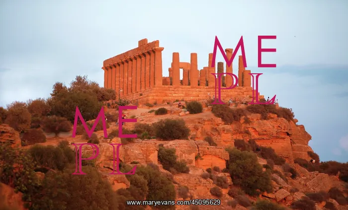 : Agrigento. Low angle view of the Temple of Juno Or Hera Lacinia : Agrigento. Low angle view of the Temple of Juno Or Hera Lacinia