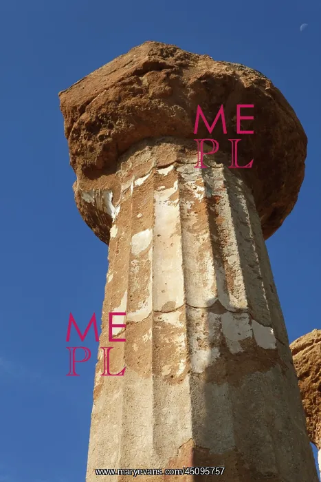 : Agrigento. Detail of column with capital, Temple of Hercules : Agrigento. Detail of column with capital, Temple of Hercules