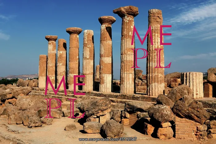 : Agrigento. Low angle view of columns, Temple of Hercules : Agrigento. Low angle view of columns, Temple of Hercules