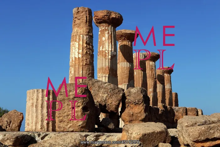 : Agrigento. Low angle view of columns, Temple of Hercules : Agrigento. Low angle view of columns, Temple of Hercules