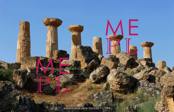 : Agrigento. Low angle view of columns, Temple of Hercules : Agrigento. Low angle view of columns, Temple of Hercules