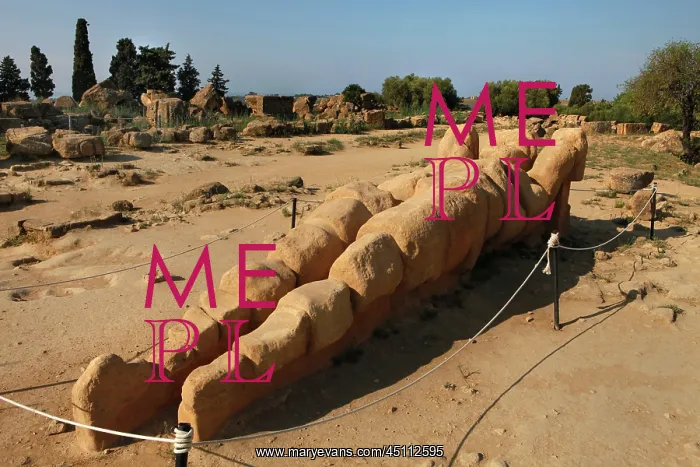 : Agrigento. Low angle view of fallen Atlas (or Telamon) : Agrigento. Low angle view of fallen Atlas (or Telamon)