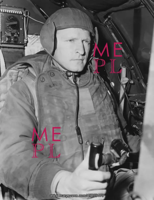 : Air Force pilot at the controls of his B-29 just : Air Force pilot at the controls of his B-29 just
