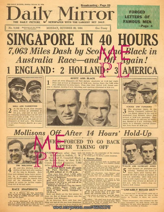 : Air race from England to Australia : Air race from England to Australia