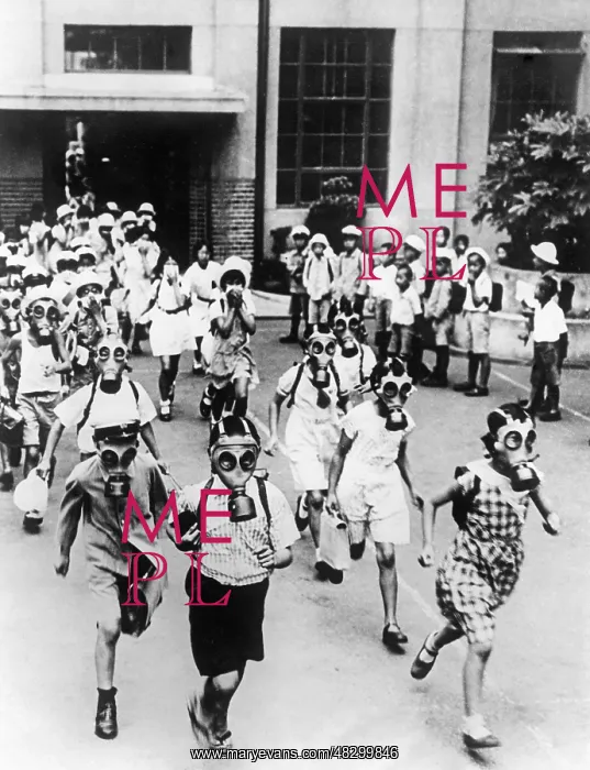 : Air raid drill in Japan, 1935 : Air raid drill in Japan, 1935