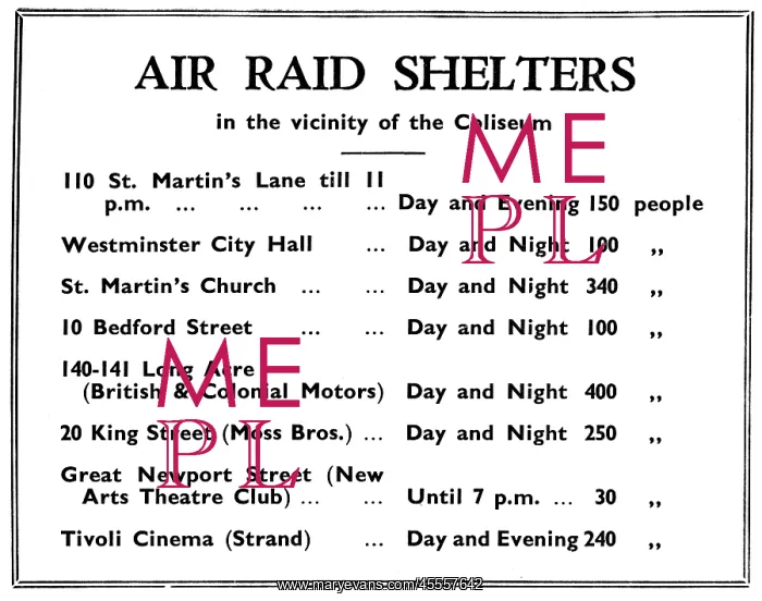: Air Raid Shelters in the vicinity of The Coliseum, London : Air Raid Shelters in the vicinity of The Coliseum, London