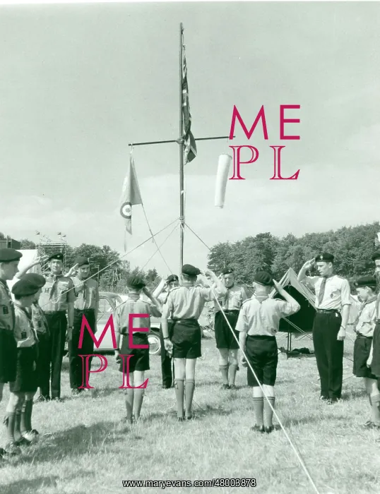 : Air Scouts saluting flags : Air Scouts saluting flags