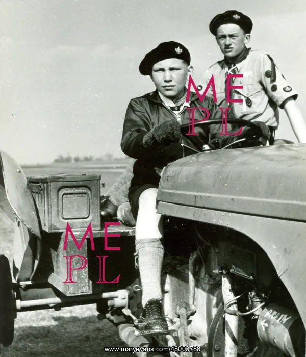 : Air Scouts on a tractor : Air Scouts on a tractor