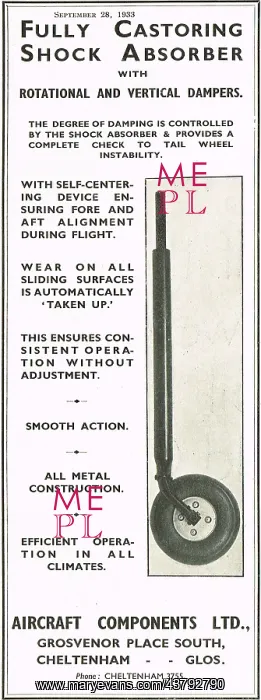 : Aircraft Components Ltd Fully Castoring Shock Absorber : Aircraft Components Ltd Fully Castoring Shock Absorber