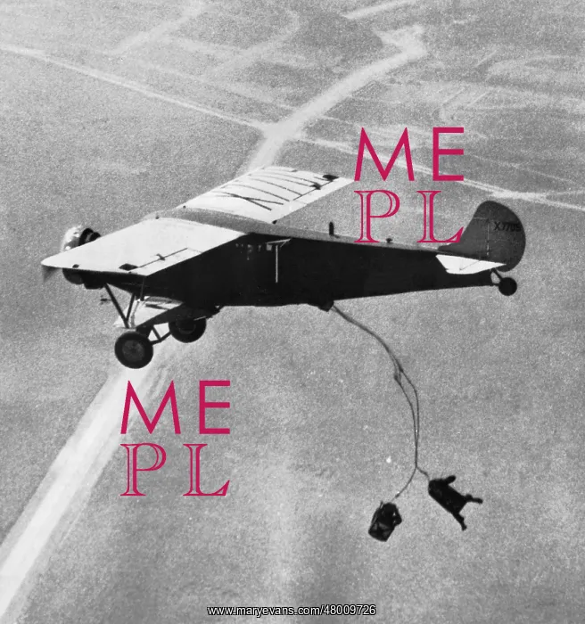 : Aircraft passenger with a parachute rescue system, 1932 : Aircraft passenger with a parachute rescue system, 1932