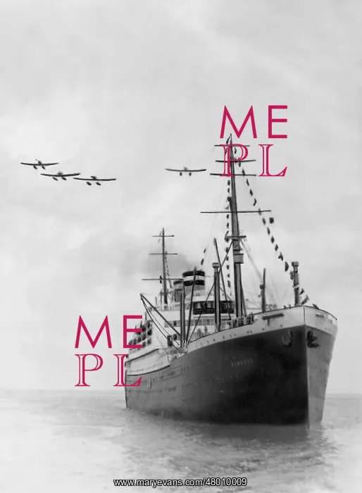 : Aircraft over a steamer, 1930 : Aircraft over a steamer, 1930