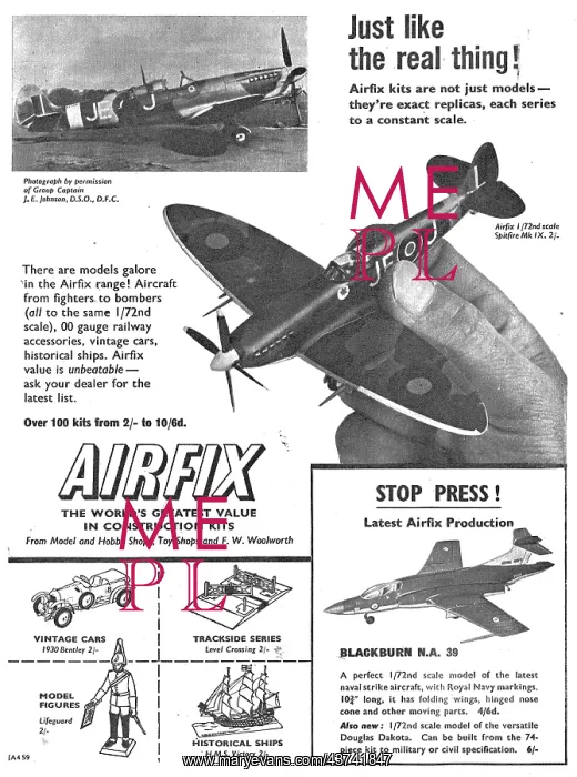 : Airfix Model Aircraft Kits - Airfix Spitfire Mark IX. 1960 : Airfix Model Aircraft Kits - Airfix Spitfire Mark IX. 1960