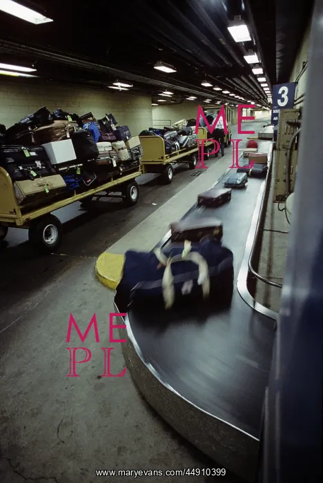  : Airline Baggage Area with Loaded Carts
