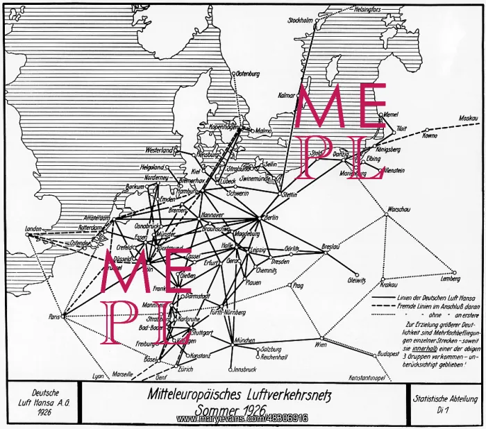 : Airline network in Central Europe, 1926 : Airline network in Central Europe, 1926