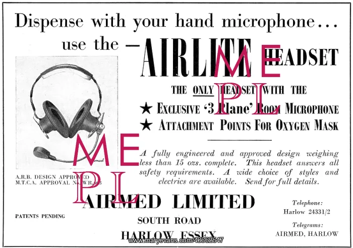 : Airmed Airlite Headsets 1958 : Airmed Airlite Headsets 1958