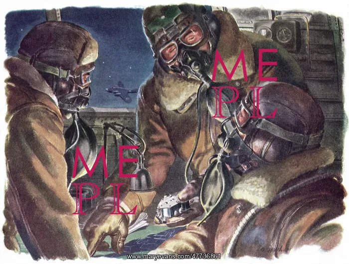 : Airmen during Night Bombing Raid : Airmen during Night Bombing Raid