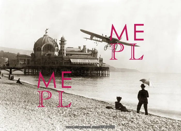 : Airplane on the beach of Nice, 1914 : Airplane on the beach of Nice, 1914