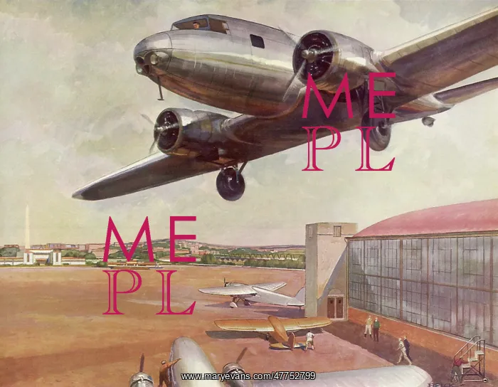 : Airplane flies Low over Airport : Airplane flies Low over Airport