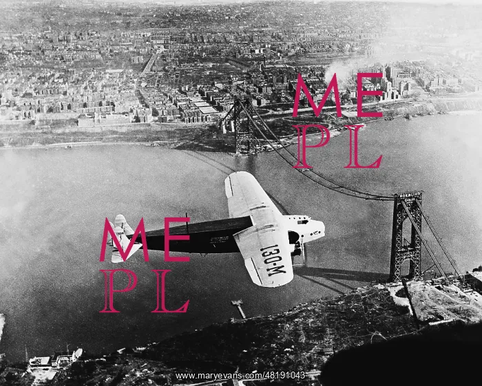 : Airplane over the George Washington Bridge, 1930 : Airplane over the George Washington Bridge, 1930