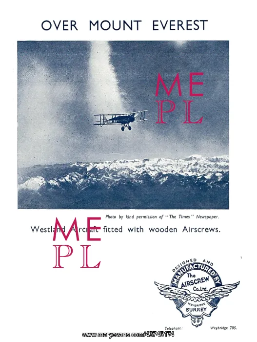 : Airscrew Co Over Mt Everest : Airscrew Co Over Mt Everest