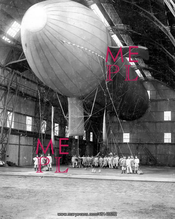 : The airship Parseval in the airship hangar in Berlin, 1906 : The airship Parseval in the airship hangar in Berlin, 1906